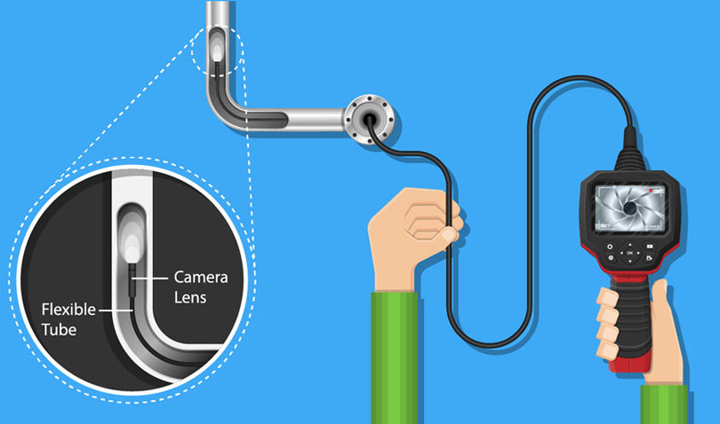 Plumbing camera inspection inside a pipe